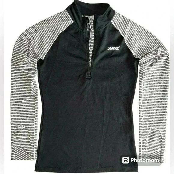 Zoot Elite Running 1/2 zip black with gray and white stripes - Picture 1 of 9